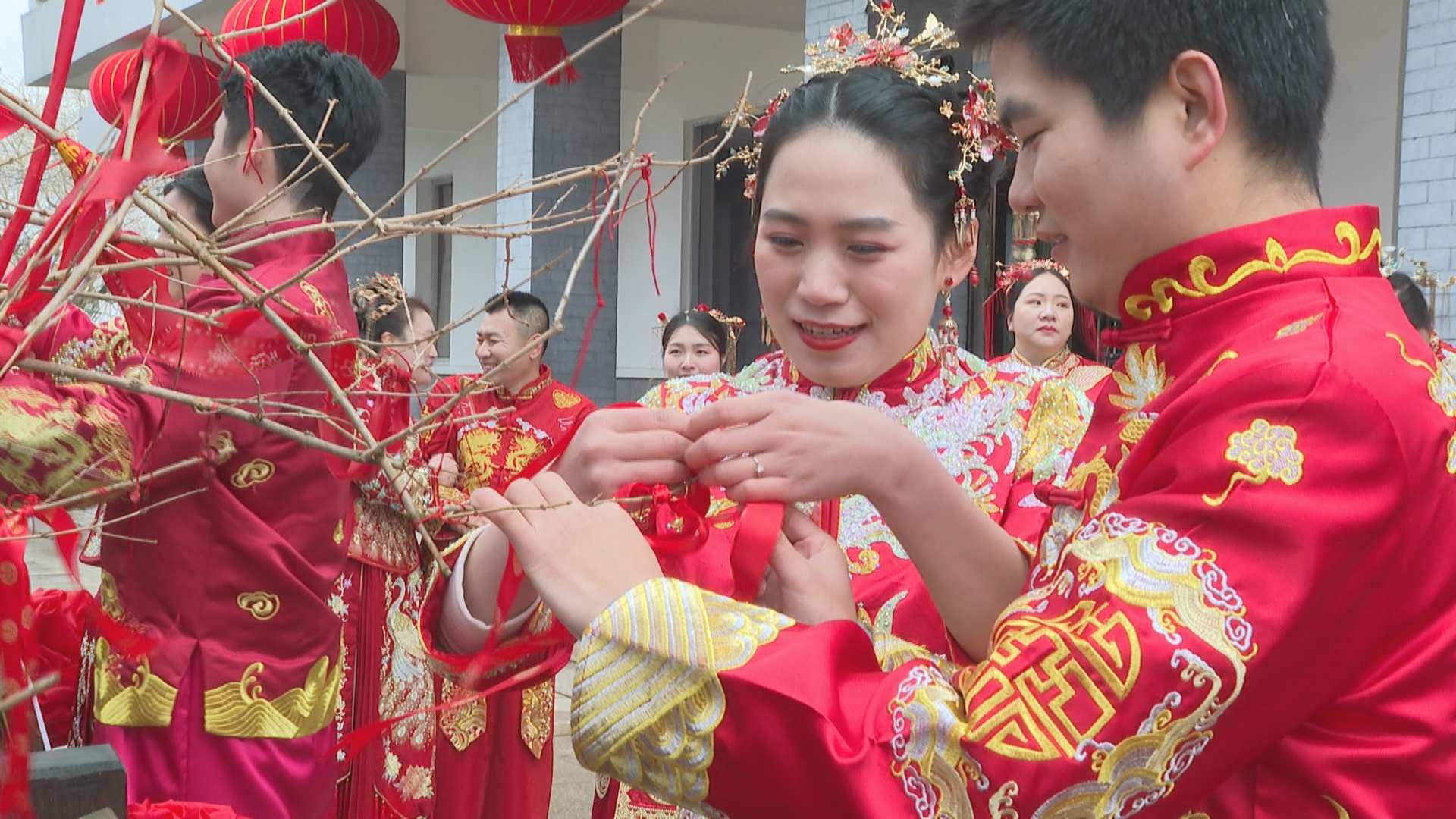 江苏盐城建湖：湿地上的集体婚礼 浪漫又温馨